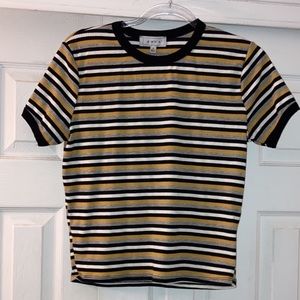 Striped short sleeve crop top